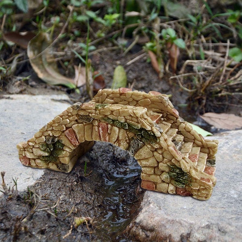 MonLiya Garden Decoration Resin Craft Mini Bridge Outdoors Artificial Bridge Set Arch Plank Bridge Rockery Bonsai House Garden Decor Fish Tank Ornament Micro Landscape Gift - Image 4