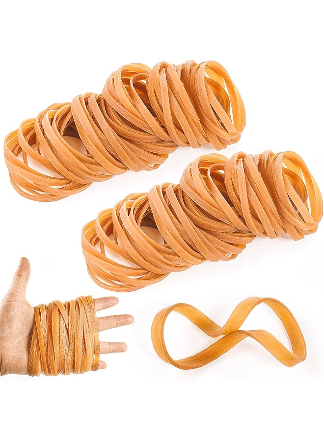 erorex Rubber Bands 100 Pieces Rubber Rings Wide 60 X 3 Mm Household Rubber Durable And Tear Resistant Rubbers Reusable Office Household Rubber Dark Yellow - Image 1