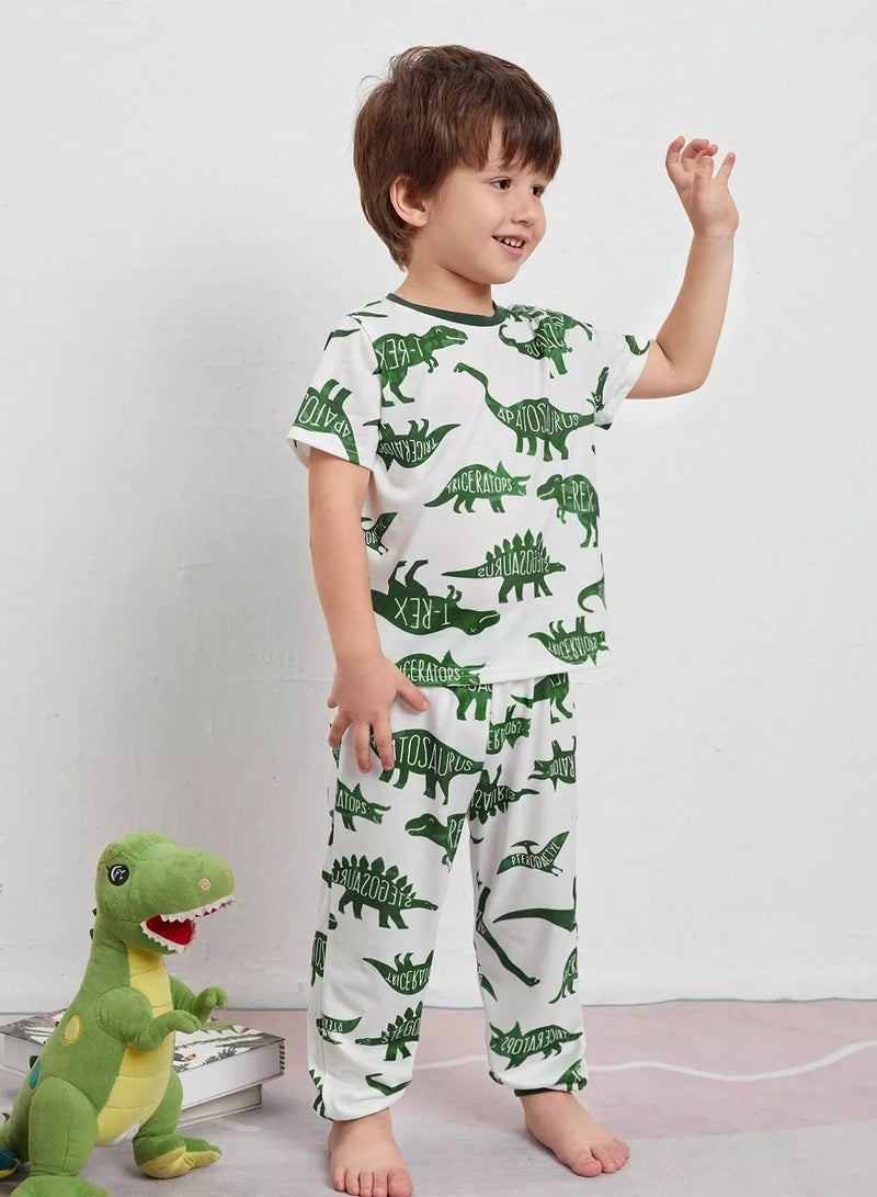 Toddler Boys Dinosaur Print Top & Pants PJ Set - Image 3