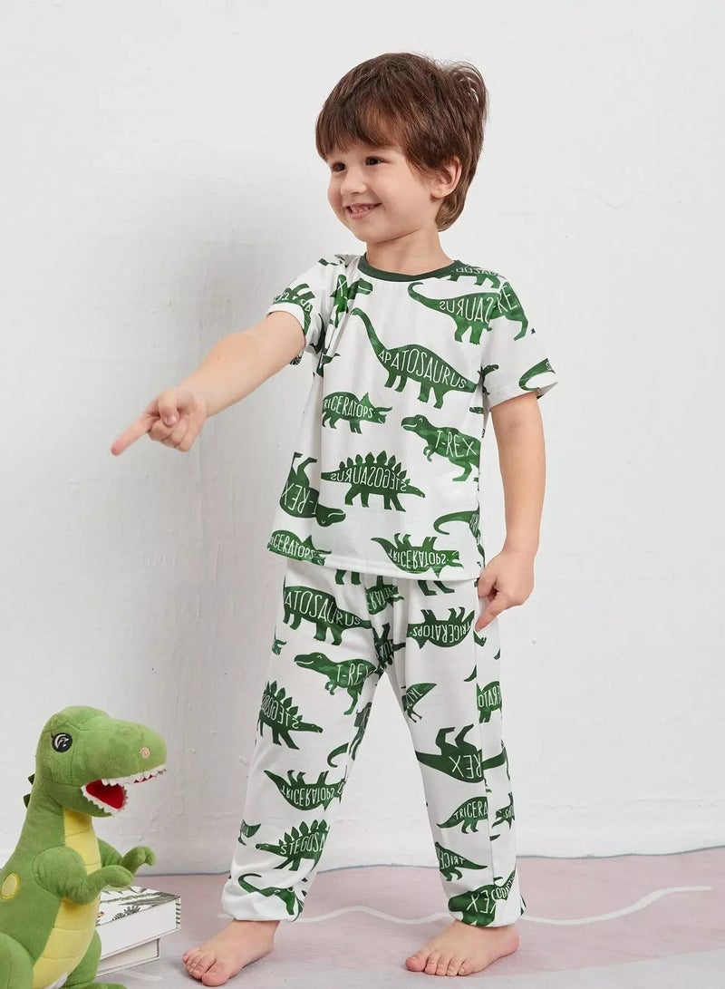 Toddler Boys Dinosaur Print Top & Pants PJ Set - Image 4