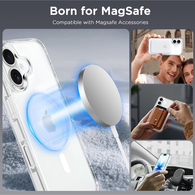 CACOE Magnetic Case for iPhone 17 6.3 inch-Compatible with MagSafe & Magnetic Car Phone Mount,Not Yellowing Anti-Scratch (Clear) - Image 4