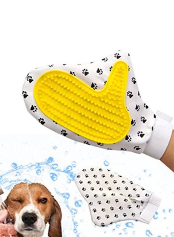 إسكدنيا قفاز استحمام وتدليك خاص للحيوانات الأليفة أصفر/أبيض/أسود 25 x 17سم - Image 2
