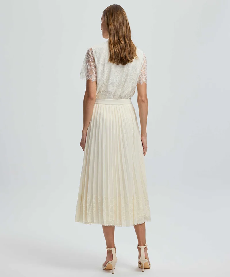Ipekyol  Pleated Lace Hem Midi Skirt for Women | Best Price UAE