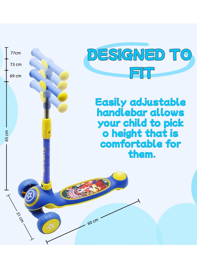 EASY FUTURE For 3-8 Years Ideal Foldable Kids Scooter with Height-Adjustable Handle, LED PU Wheels, Rear Brake & Music - Image 4