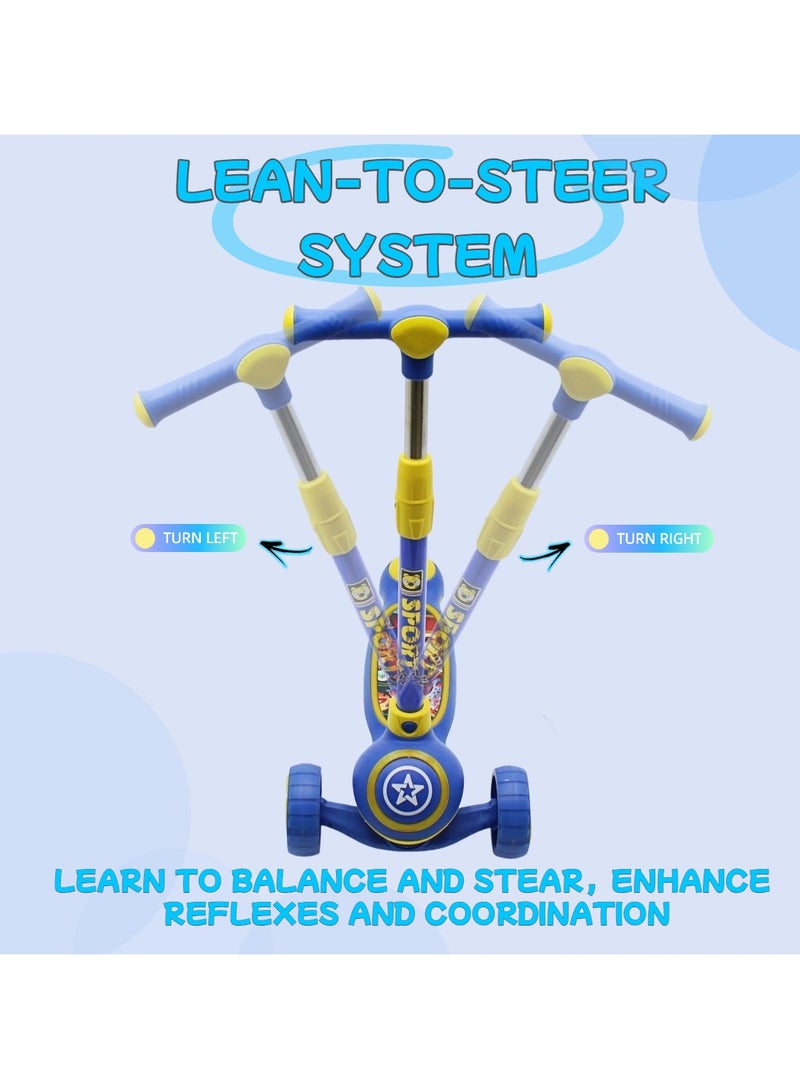 EASY FUTURE For 3-8 Years Ideal Foldable Kids Scooter with Height-Adjustable Handle, LED PU Wheels, Rear Brake & Music - Image 5