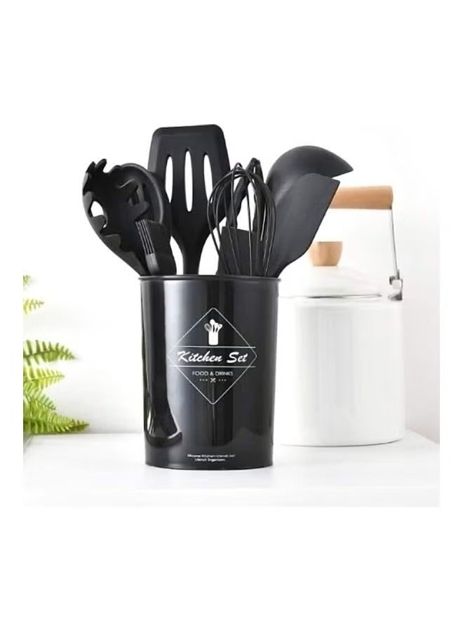 12Pcs Silicone Kitchen Utensil Set – Heat Resistant Non-Stick Cooking Tools with Wooden Handles – BPA-Free, Durable, Easy to Clean – Ideal for Home & Professional Use  - Image 1