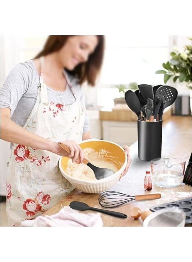 12Pcs Silicone Kitchen Utensil Set – Heat Resistant Non-Stick Cooking Tools with Wooden Handles – BPA-Free, Durable, Easy to Clean – Ideal for Home & Professional Use  - Image 3