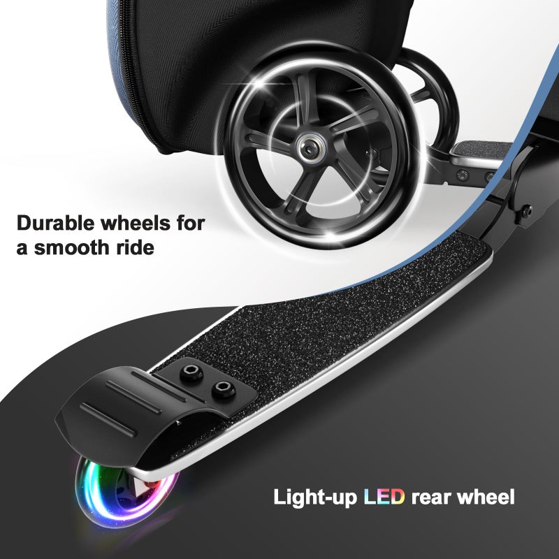 Baotree 2-in-1 Ride-On Scooter Suitcase, Scooter Luggage for Kids Ages 5-12, Foldable & Lightweight Carry with LED Light-Up Wheels - Image 3