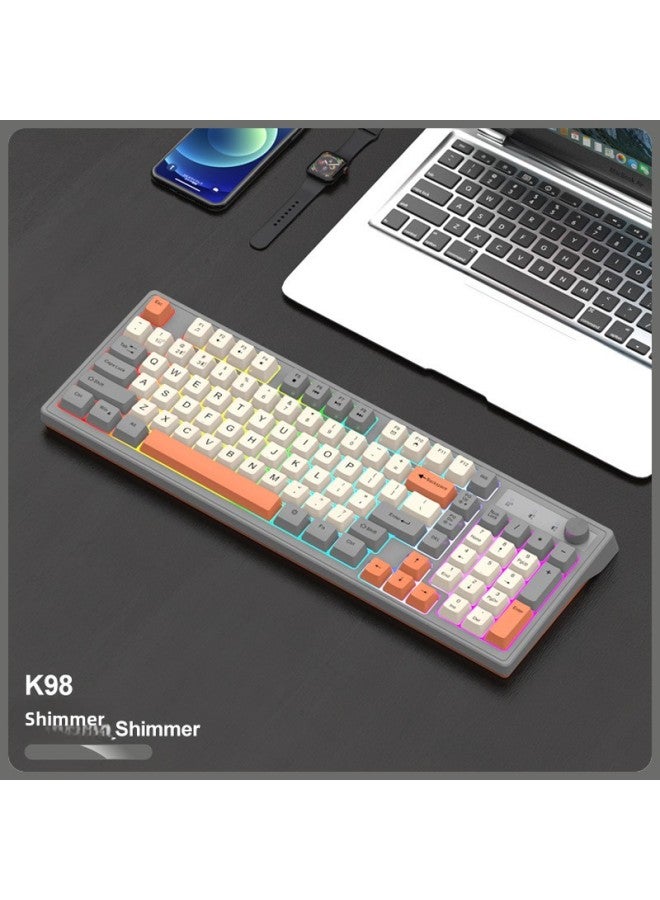 Viper K98 Wireless Rechargeable Bluetooth Keyboard Mechanical Feel Male And Female Computer Tablet Office Game Luminous-Color:Glow Light - Image 1