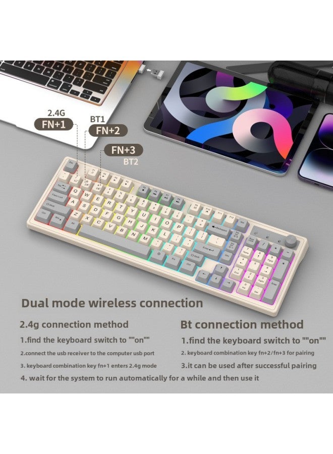 Viper K98 Wireless Rechargeable Bluetooth Keyboard Mechanical Feel Male And Female Computer Tablet Office Game Luminous-Color:Glow Light - Image 4
