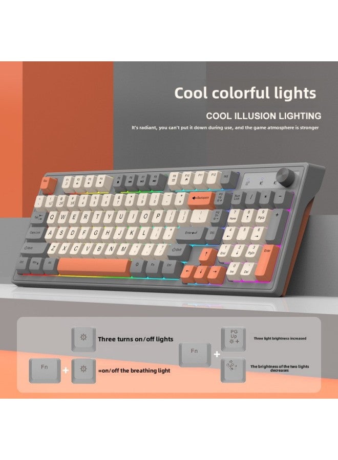Viper K98 Wireless Rechargeable Bluetooth Keyboard Mechanical Feel Male And Female Computer Tablet Office Game Luminous-Color:Glow Light - Image 3
