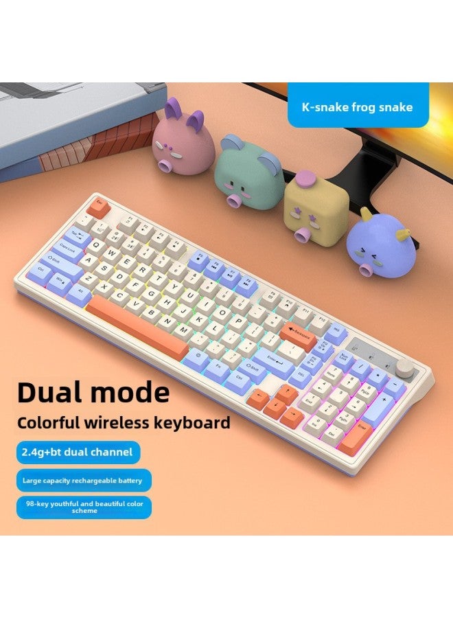 Viper K98 Wireless Rechargeable Bluetooth Keyboard Mechanical Feel Male And Female Computer Tablet Office Game Luminous-Color:Glow Light - Image 2