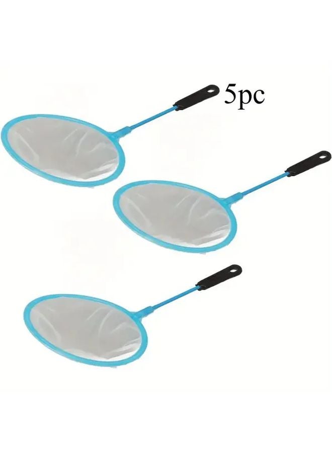 5 قطع شبكة صيد دقيقة من البولي إيثيلين عالي المرونة بمقبض أزرق ناعم لأحواض الأسماك - Image 1