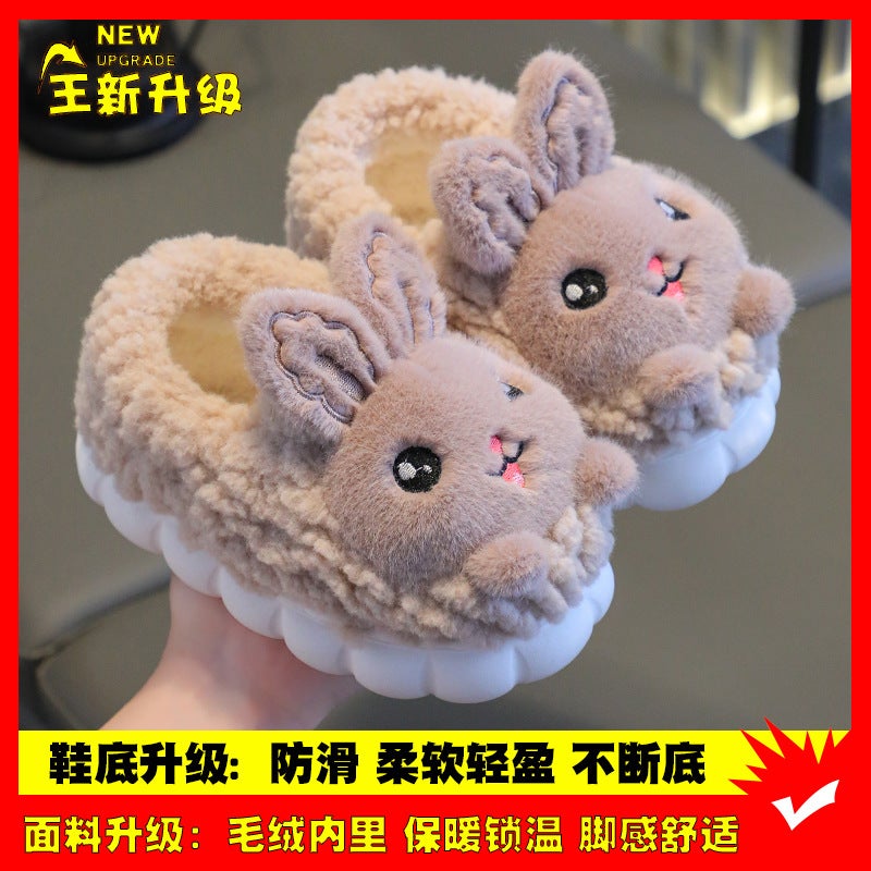 نعال شتوية للأطفال من القطن للفتيات، أميرة غير قابلة للانزلاق، دافئة، حقيبة للأطفال الصغار والكبار والمتوسطين مع أحذية قطنية شتوية - Image 1
