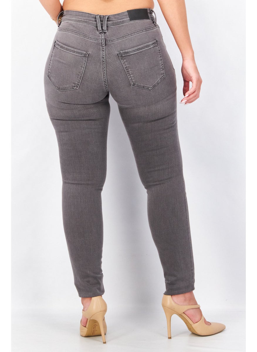 EDC Women Skinny Fit Dark Wash Stretchable Denim Jeans, Black  - Image 3