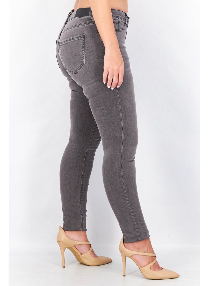 EDC Women Skinny Fit Dark Wash Stretchable Denim Jeans, Black  - Image 2