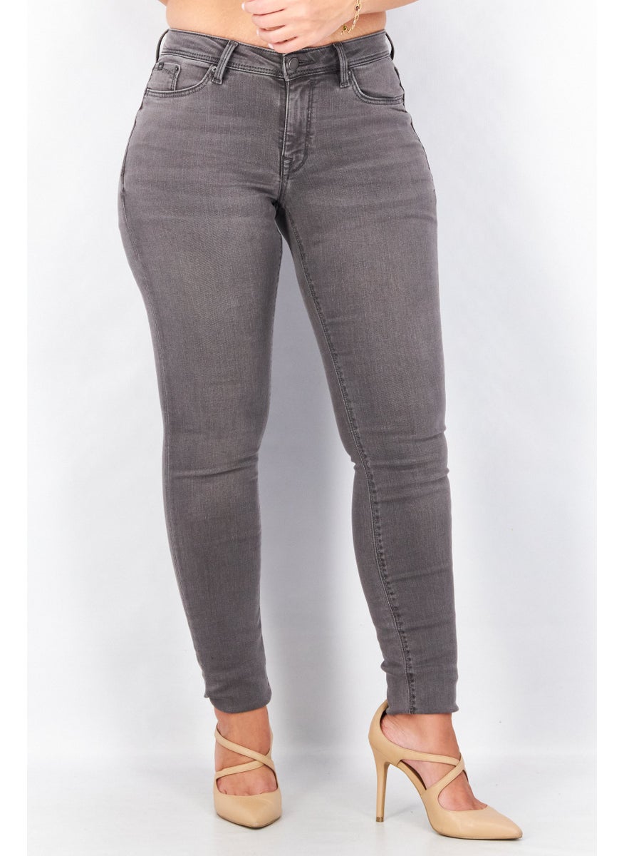 EDC Women Skinny Fit Dark Wash Stretchable Denim Jeans, Black  - Image 1