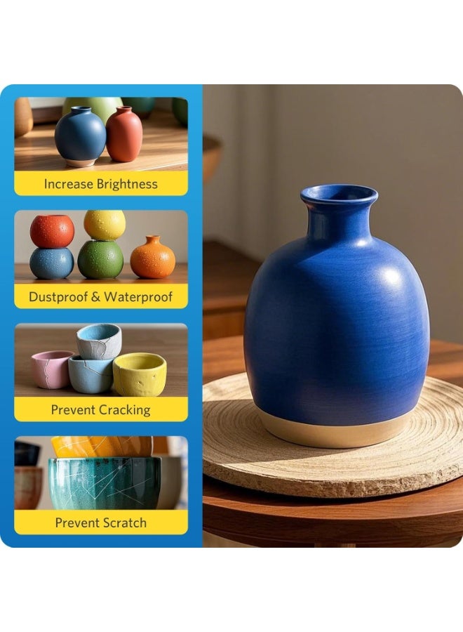 CMGTYYD Clay Varnish, 120ml Matte Air Dry Clay Varnish, Clear Sealer with 2 Brushes for Pottery, Wood, Oil Paintings Crafts Scratch Resistant, Waterproof Finish for Artworks (Matte 120Ml) - Image 2