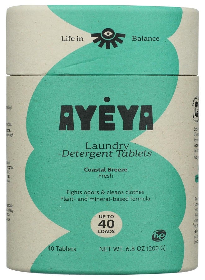 Ayeya Laundry Detergent Tablets, Fresh - Coastal Breeze, 40 Tablets - Image 1