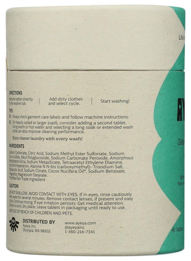 Ayeya Laundry Detergent Tablets, Fresh - Coastal Breeze, 40 Tablets - Image 3