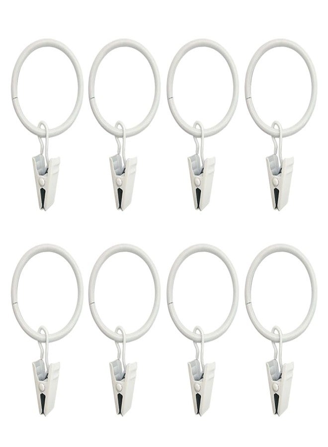 جي شلو مجموعة GSHLLO من 20 قطعة من مشابك حلقات الستائر المعدنية مقاس 32 مم، مشابك قضبان الستائر، خطافات ستائر ذات حلقات، علاقات ستائر النوافذ، حلقات مشابك أدوات النوافذ، لون أبيض - Image 1