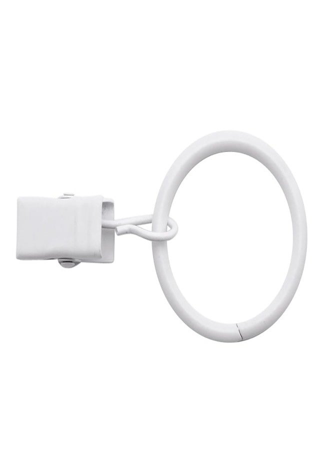 جي شلو مجموعة GSHLLO من 20 قطعة من مشابك حلقات الستائر المعدنية مقاس 32 مم، مشابك قضبان الستائر، خطافات ستائر ذات حلقات، علاقات ستائر النوافذ، حلقات مشابك أدوات النوافذ، لون أبيض - Image 5