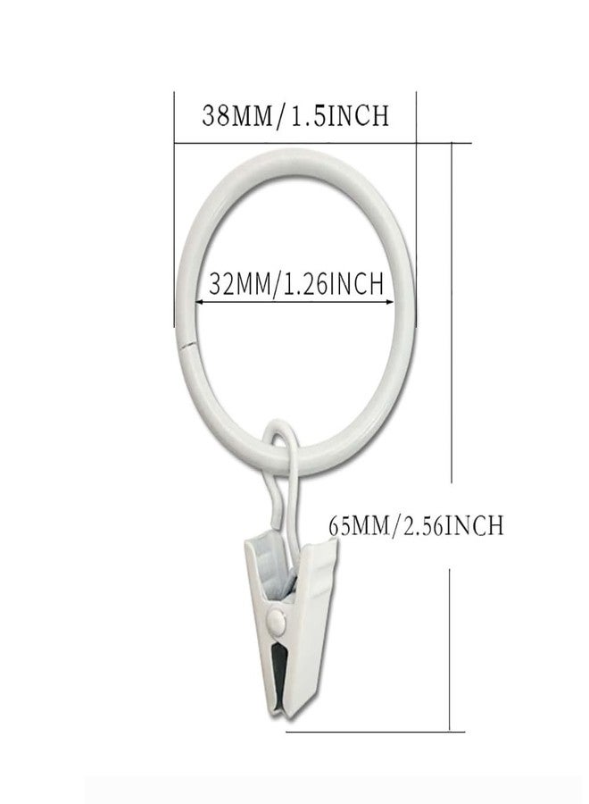 جي شلو مجموعة GSHLLO من 20 قطعة من مشابك حلقات الستائر المعدنية مقاس 32 مم، مشابك قضبان الستائر، خطافات ستائر ذات حلقات، علاقات ستائر النوافذ، حلقات مشابك أدوات النوافذ، لون أبيض - Image 3