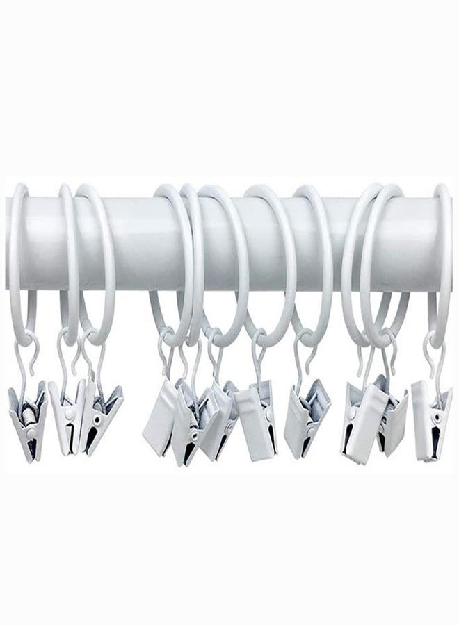 جي شلو مجموعة GSHLLO من 20 قطعة من مشابك حلقات الستائر المعدنية مقاس 32 مم، مشابك قضبان الستائر، خطافات ستائر ذات حلقات، علاقات ستائر النوافذ، حلقات مشابك أدوات النوافذ، لون أبيض - Image 4