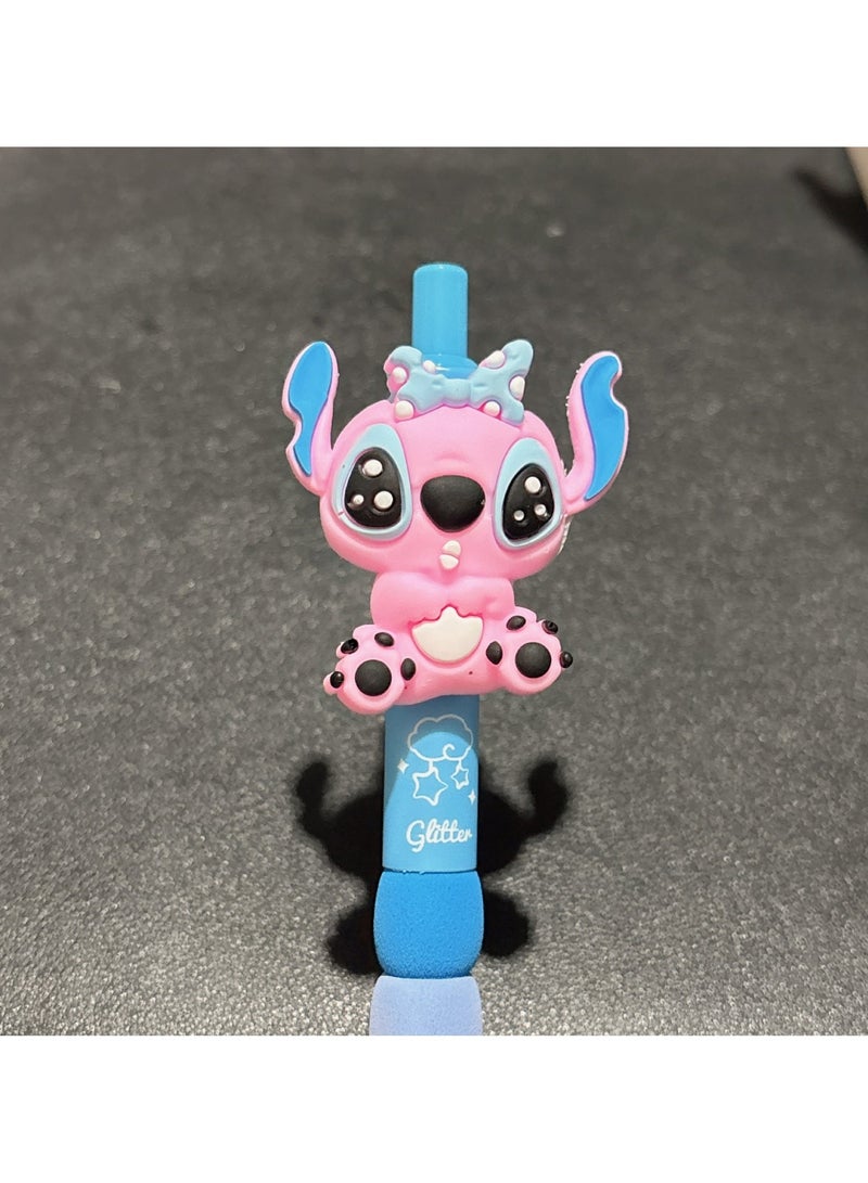 Disney 4pcs Stitch gel pen plush keychain pen, a gift or prize for elementary school students, manual push pen - Image 2