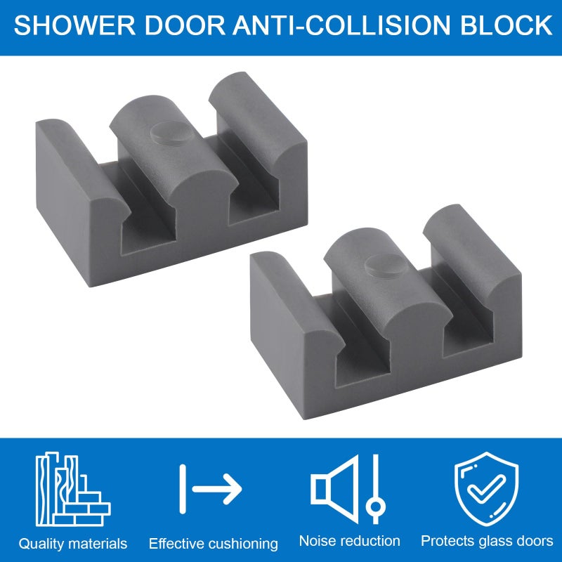 INCREWAY 4PCS Framed Sliding Silicone Door Bumpers Suitable for All Kinds of Shower Glass Moving Doors, Clear Shower Doors (Grey) - Image 3