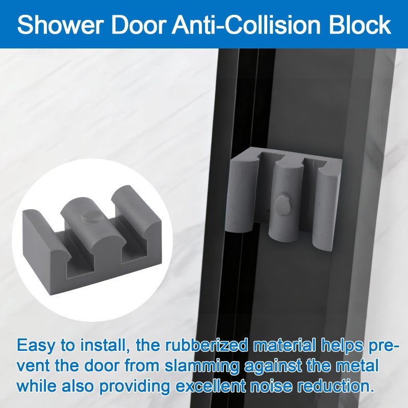 INCREWAY 4PCS Framed Sliding Silicone Door Bumpers Suitable for All Kinds of Shower Glass Moving Doors, Clear Shower Doors (Grey) - Image 5