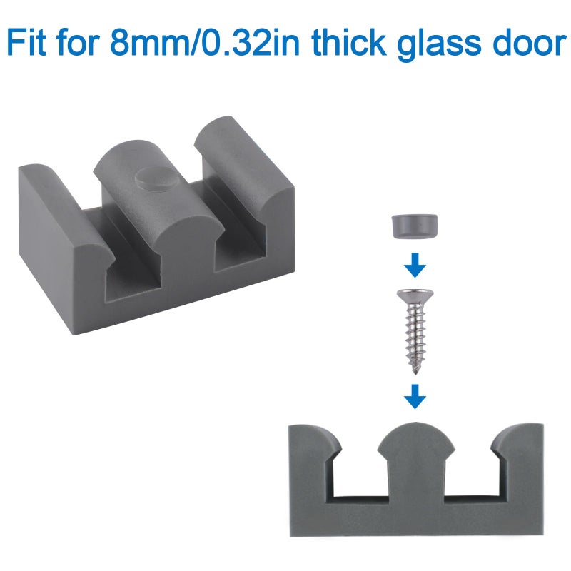 INCREWAY 4PCS Framed Sliding Silicone Door Bumpers Suitable for All Kinds of Shower Glass Moving Doors, Clear Shower Doors (Grey) - Image 4