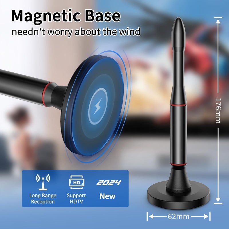 Oaitree TV Antenna Indoor,650+ Miles Long Range Digital Antenna Indoor for All TV,Antenna for Smart TV for Local Channels,Supports 4K, 1080p - Image 3