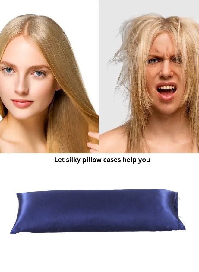 LUNA Home Silky Satin 1Piece Long Pillow Cover Navy Blue  - Image 5