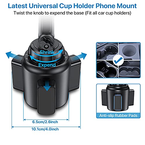 Miracase Universal Cup Phone Holder for Car, [Upgraded Version] Adjustable Long Neck Car Cup Holder Phone Mount Cradle Friendly Compatible with iPhone Samsung Google and All Smartphones, Blue - Image 3
