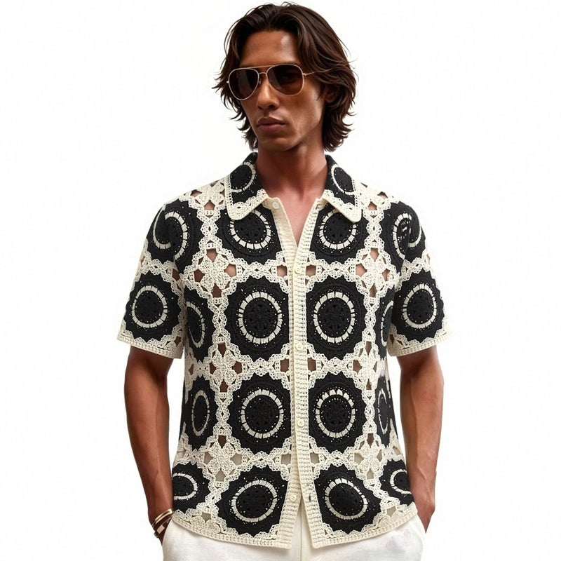 Men's Knitted Polo Shirt Short Sleeve - Image 1