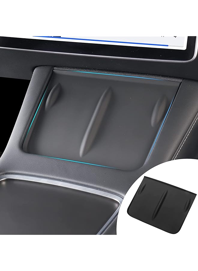 SYOSI Car Silicone Mat, Center Console Wireless Charger Silicone Mat, Anti-Skid Pad Interior, For 2021-2022 Tesla Model 3 Model Y Interior Accessories (Black) - Image 1