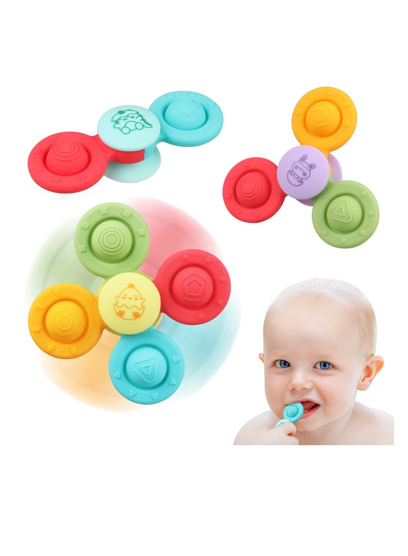 KASTWAVE Suction Cup Spinner Toys 3 Pack Baby Montessori Sensory Educational Learning Toy - Image 1