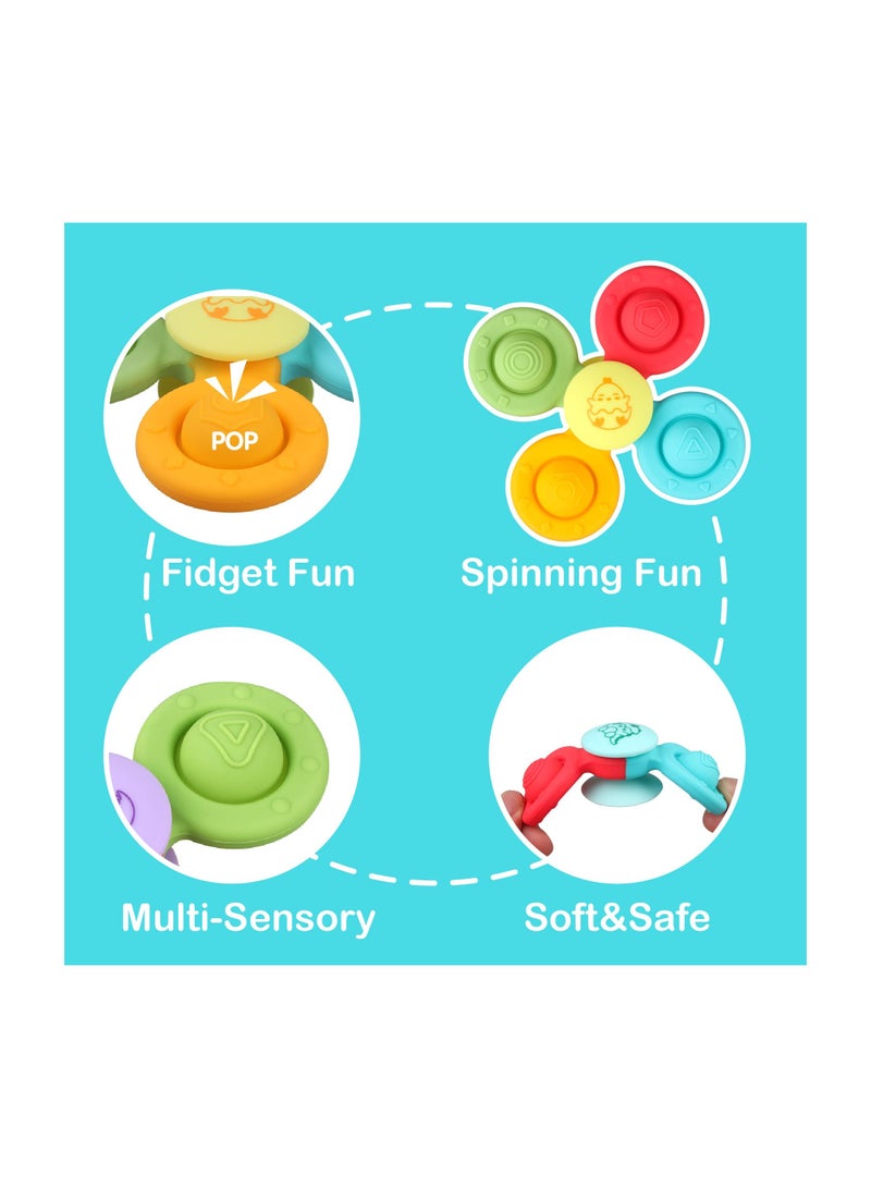 KASTWAVE Suction Cup Spinner Toys 3 Pack Baby Montessori Sensory Educational Learning Toy - Image 5