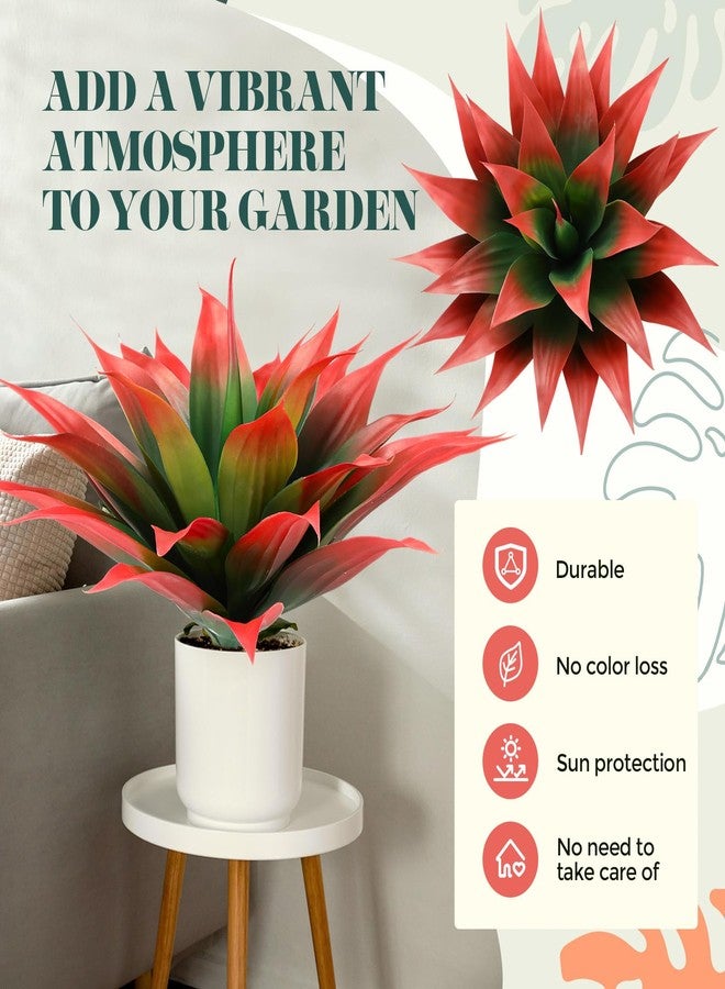 Giegxin 2 Pack 28 Inch Artificial Agave Plants Red UV Resistant Fake Agave Plant Succulent Plant for Indoor Outdoor Natural Home Office Housewarming Decor(Large) - Image 3