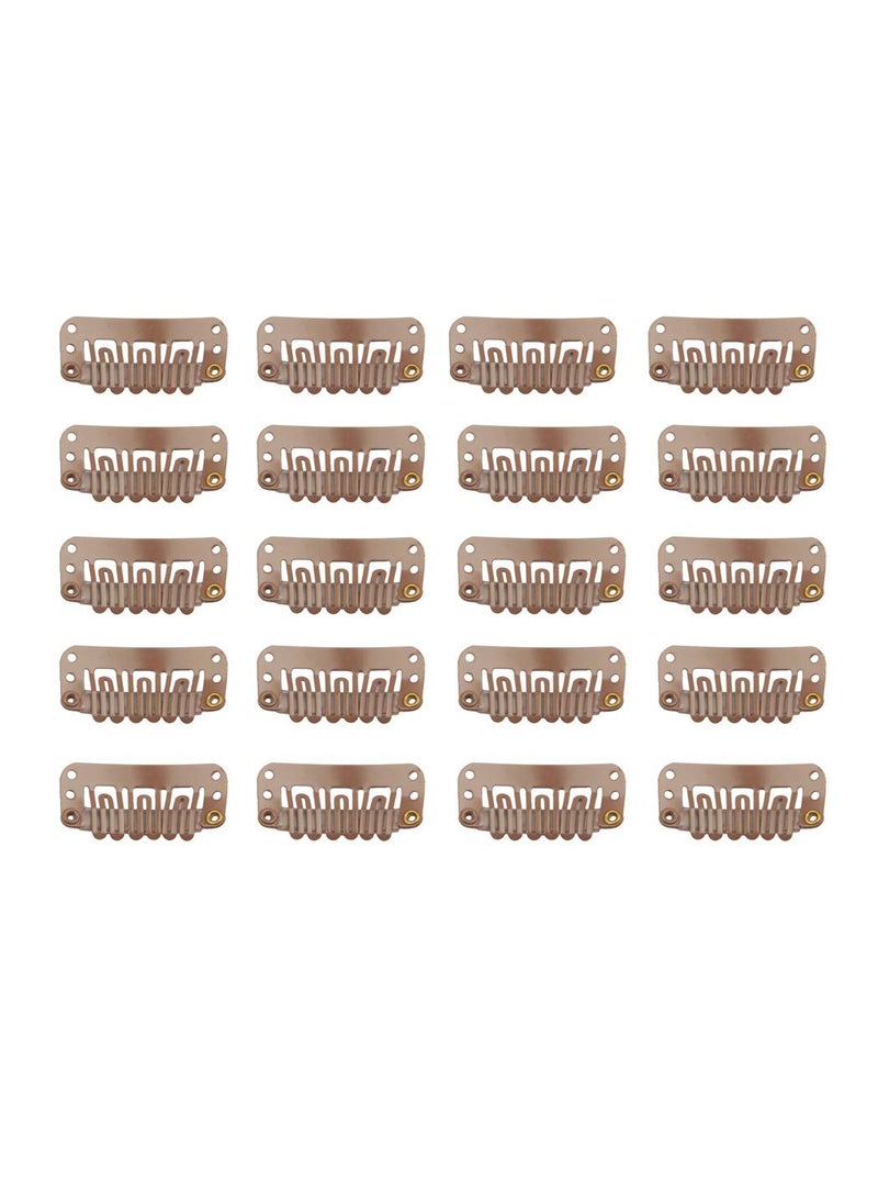 FeiHong - 20pcs Stainless Steel UShape Snap Clips for Hair Extensions Wigs and Hairpieces  Wig Accessories and Combs Light Brown - Image 1