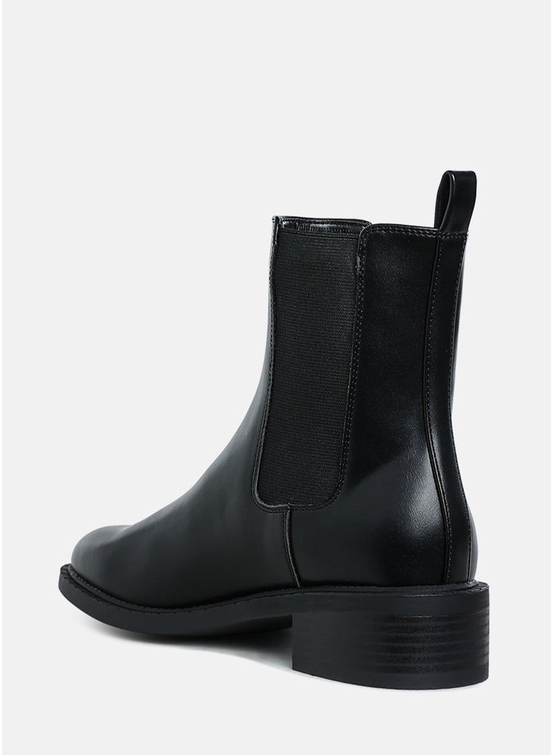 London Rag Women's Stacked Heel Chelsea Boots in Black - Image 3