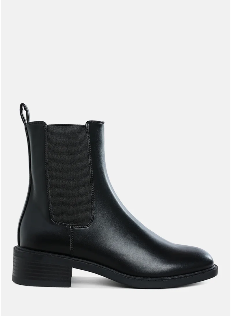 London Rag Women's Stacked Heel Chelsea Boots in Black