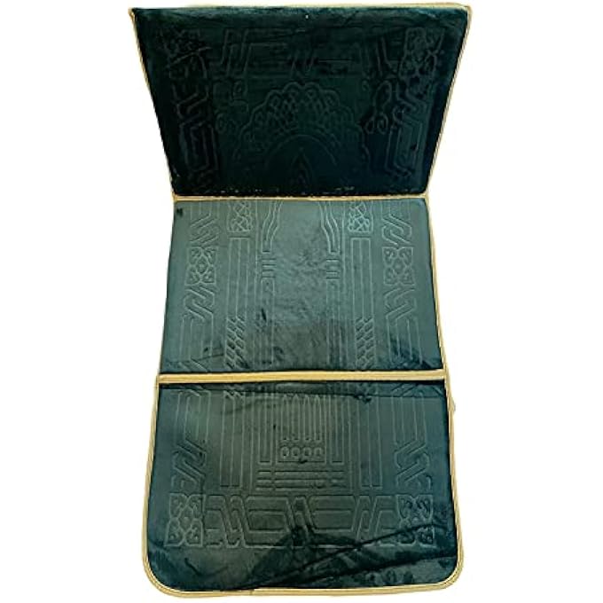 rayihni Foldable Prayermeditation Mat With Back Rest Sajjada Janamaz Dark Green - Image 2