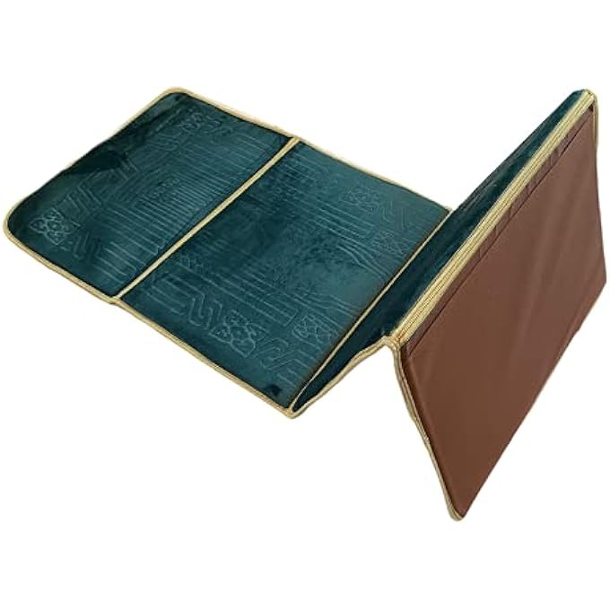 rayihni Foldable Prayermeditation Mat With Back Rest Sajjada Janamaz Dark Green - Image 1