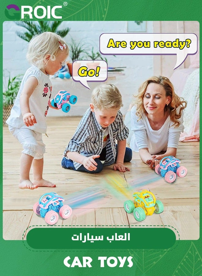 GROIC Car Toys for Kids, Pull Back Cars Toys for Toddler, Monster Trucks for Kids,Friction Powered Toy Cars Push and Go Vehicles,Monster Truck Toys - Image 2
