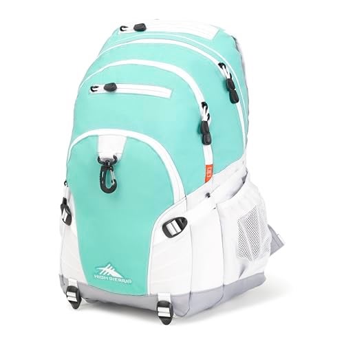 High Sierra Loop Backpack Travel or Work Bookbag with tablet sleeve One Size AquamarineWhiteAsh