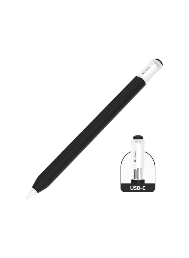 PROMASS Skin For Apple Pencil, Compatible with Apple Pencil USB C case, Non-Slip Silicone Sleeve Protective Cover for Apple Pencil (USB-C), Support Magnetic (Black)  - Image 1
