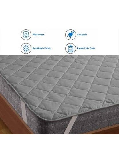 Rajasthan Crafts Rajasthan Crafts Premium Cooling Double Bed Size Waterproof Mattress Protector Smooth 3D Air Fabric Fits Up 821 Inch Deep Pocket Breathable Noiseless Cover VinylFree Washable Grey 72x75 Inch  - Image 4