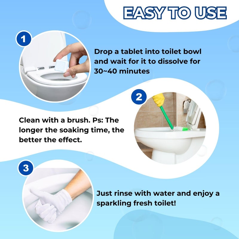 OceanBreezy Toilet Bowl Cleaner Bleach Tablets - Deep Cleaning & Deodorize, Effectively Removes Hard Stains (24-Pack Year Supply), Septic-Safe, Bathroom Cleaning Supplies - Image 3